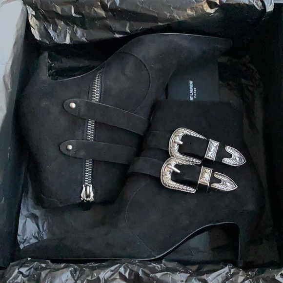 Saint Laurent Charlotte 55 Suede Ankle Boots FR 38 - Picture 2 of 6